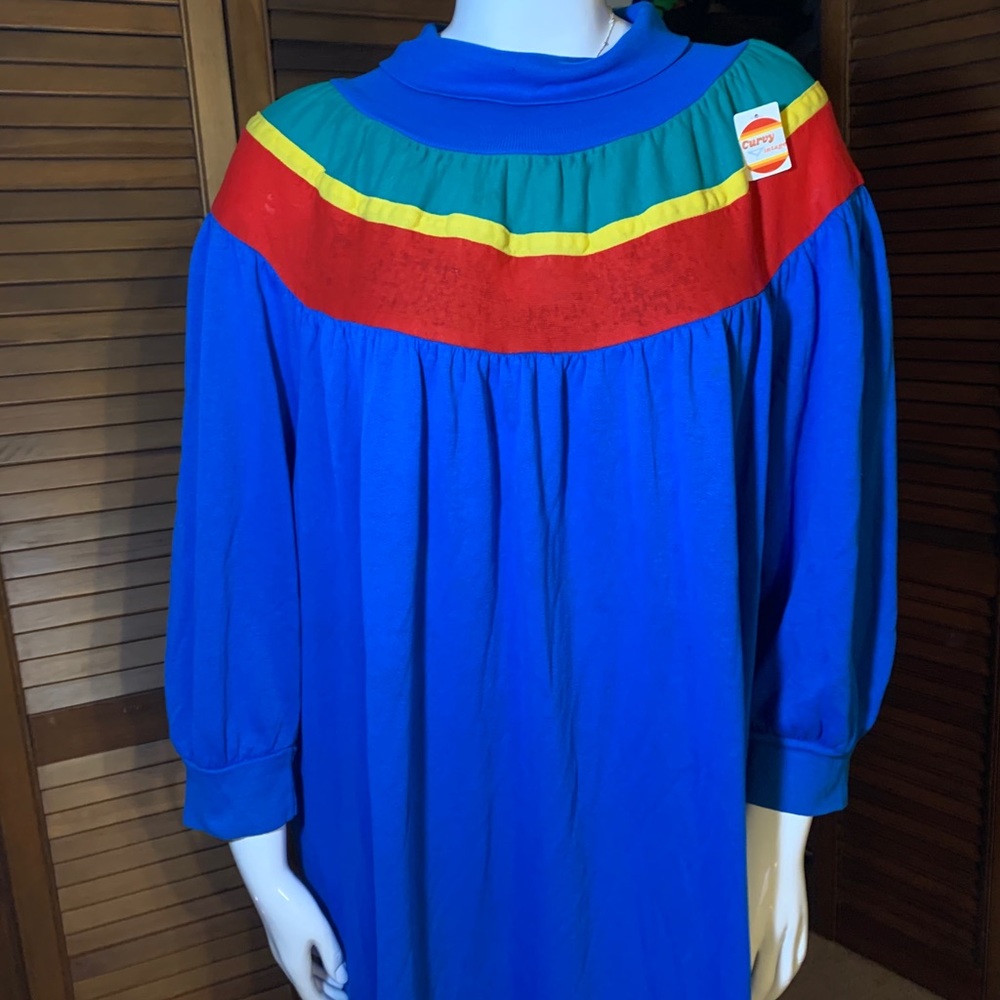 Vintage Rainbow Cowl Neck Dress